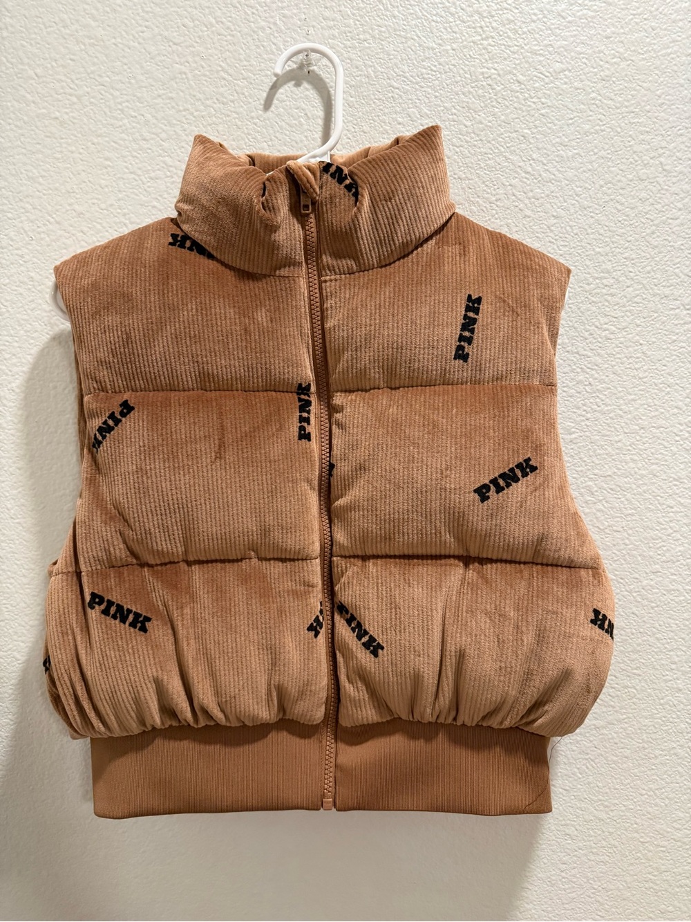 PINK Victoria's Secret Tan Corduroy Puffer Vest